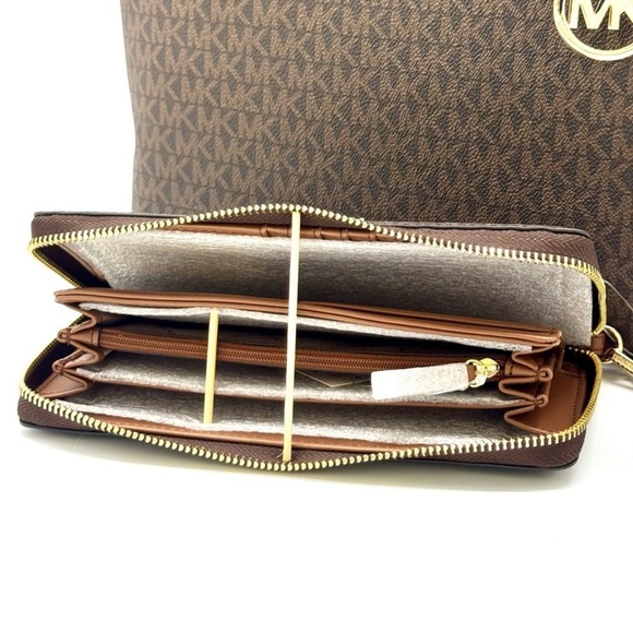 Michael Kors Sheila Large Logo Tote Bag & Matching Continental Wallet Brown - Picture 12 of 13